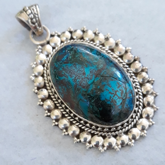 Rare Malachite, Azurite & Chrysocolla Pendant - Picture 4 of 8